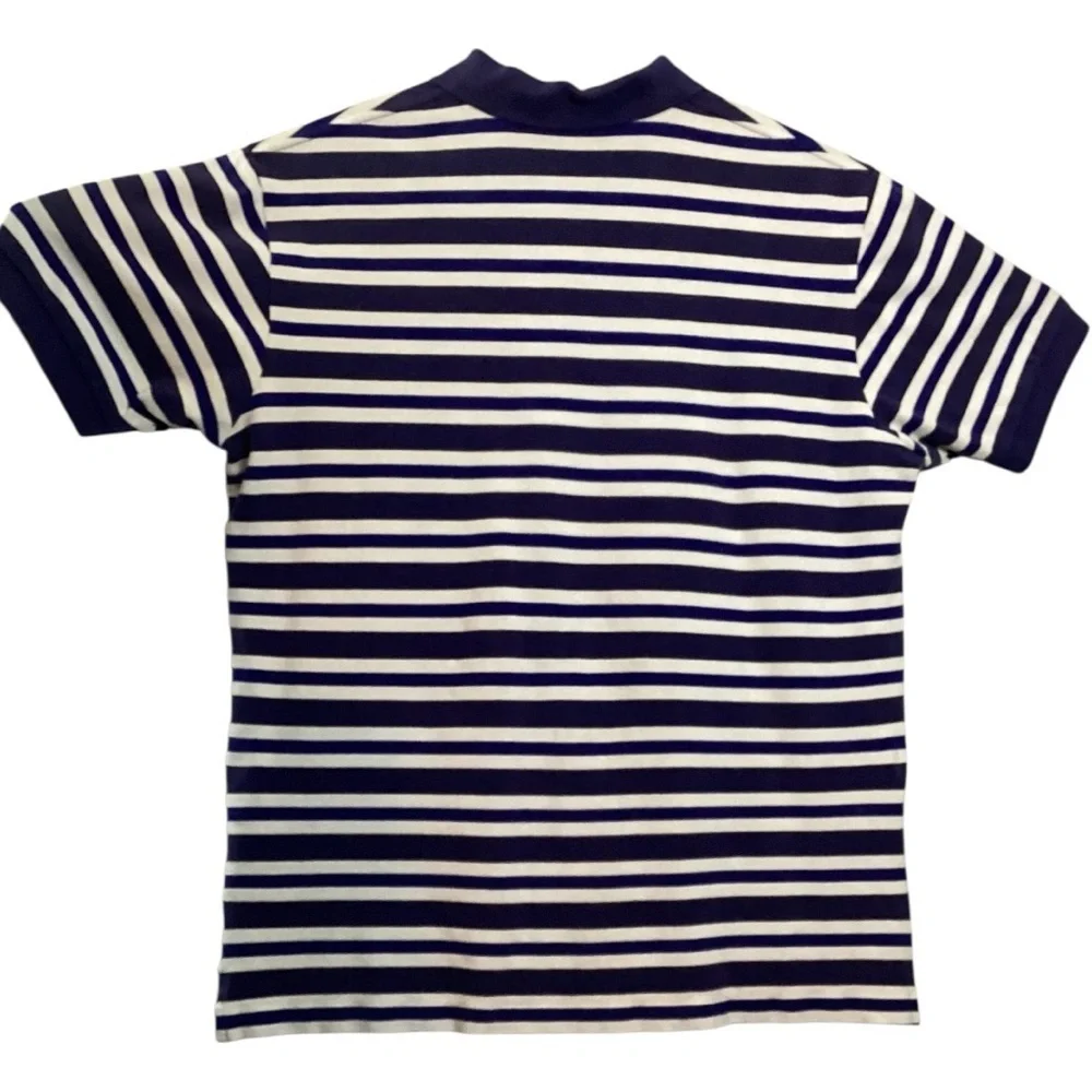 Ralph Lauren Men's Navy and White Striped Polo Shirt Size XL